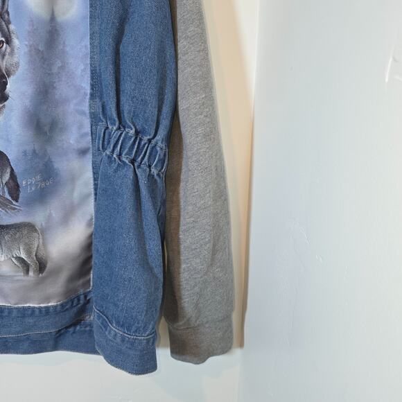 Bradford Exchange Wolves Print  Wolf Embroidered Women's Denim Jacket Size 1X - Picture 6 of 11